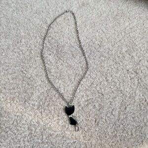 Elegant Black Cat Pendant Necklace